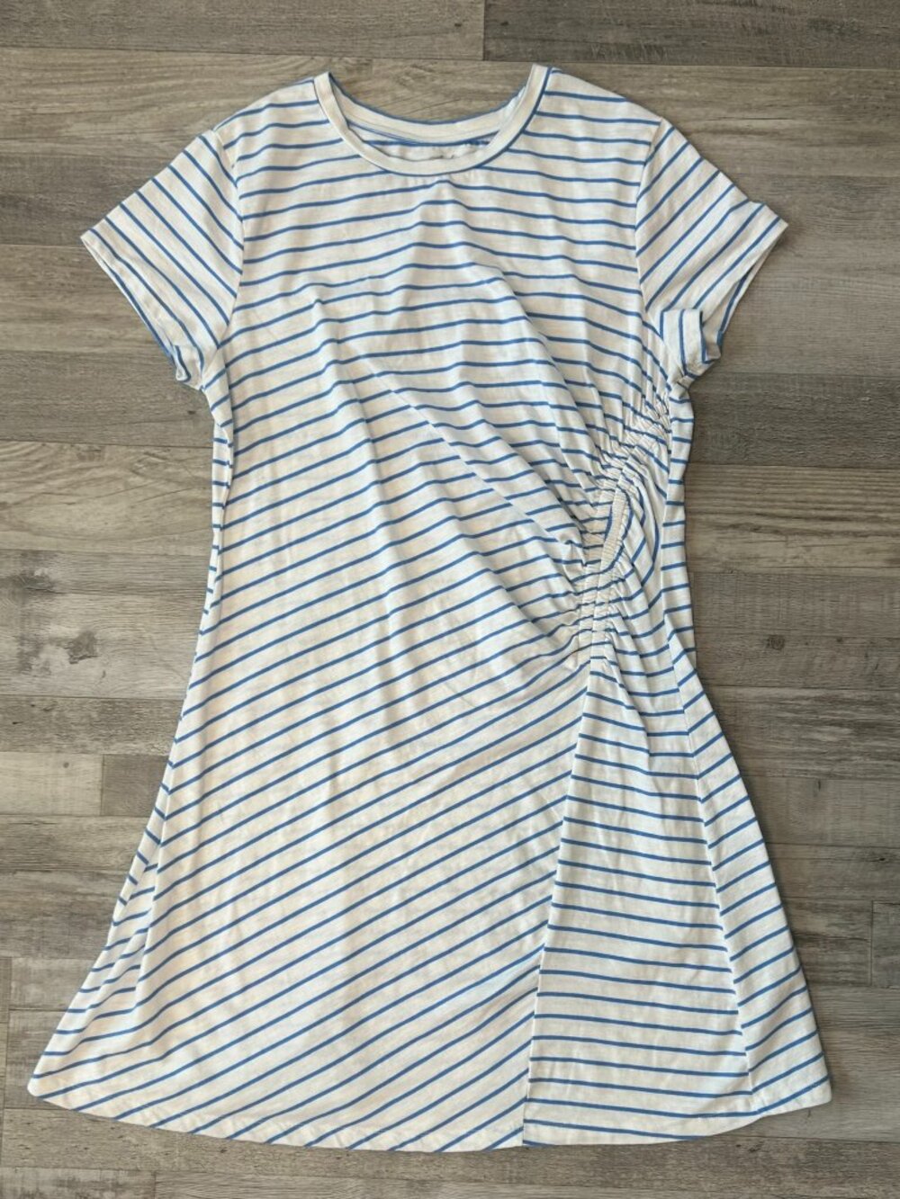 Universal Thread Blue White Stripe Short Sleeve Midi Dress Size XL A31